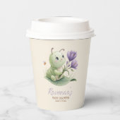 Cute Caterpillar Personalized Name Baby Shower Papieren Bekers (Achterkant)