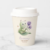 Cute Caterpillar Personalized Name Baby Shower Papieren Bekers (Voorkant)