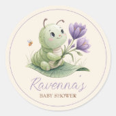 Cute Caterpillar Personalized Name Baby Shower Ronde Sticker (Voorkant)