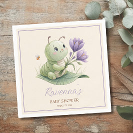 Cute Caterpillar Personalized Name Baby Shower Servet