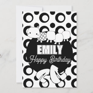 Cute Caterpipe Colour Birthday Party Feestdagenkaart