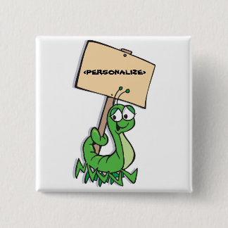 Cute Caterstone met teken,<PERSONALIZE> Vierkante Button 5,1 Cm