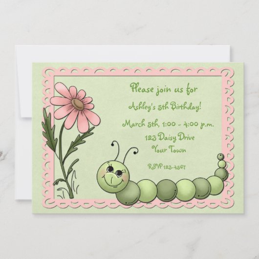 Cute Caterstyle, Daisy, Birthday Invitation Kaart (Voorkant)
