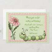 Cute Caterstyle, Daisy, Birthday Invitation Kaart (Voorkant / Achterkant)