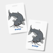 Cute catfish cartoon illustration badge (Voor- en achterkant)
