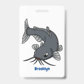 Cute catfish cartoon illustration badge (Achterkant)