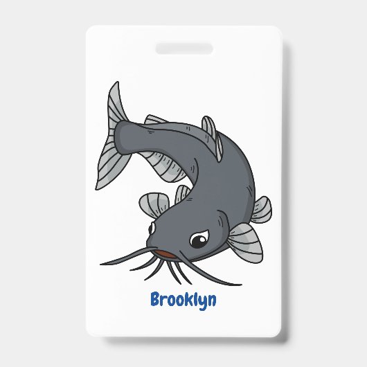 Cute catfish cartoon illustration badge (Voorzijde)