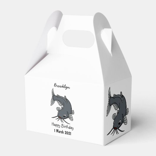 Cute catfish cartoon illustration bedankdoosjes (Voorkant Zijde)
