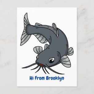 Cute catfish cartoon illustration briefkaart