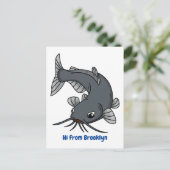Cute catfish cartoon illustration briefkaart (Staand voorkant)
