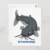 Cute catfish cartoon illustration briefkaart (Voorkant / Achterkant)