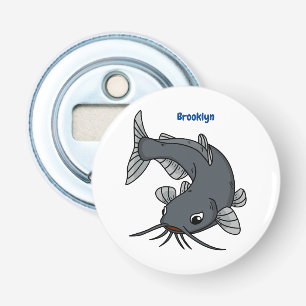 Cute catfish cartoon illustration button flesopener
