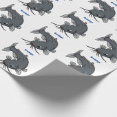 Cute catfish cartoon illustration cadeaupapier (Hoek)
