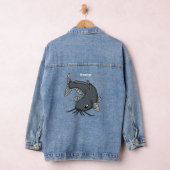 Cute catfish cartoon illustration denim jacket (Hangar)