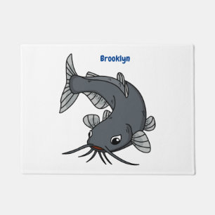 Cute catfish cartoon illustration deurmat