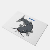 Cute catfish cartoon illustration deurmat (Schuin)