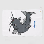 Cute catfish cartoon illustration golfhanddoek (Horizontaal)