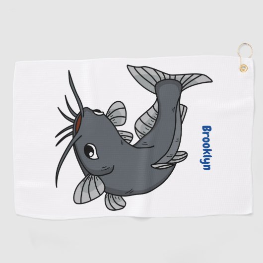 Cute catfish cartoon illustration golfhanddoek (Horizontaal)