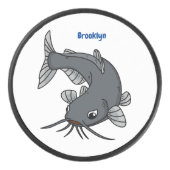 Cute catfish cartoon illustration hockey puck (Voorkant)
