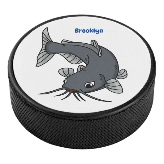 Cute catfish cartoon illustration hockey puck (3/4)