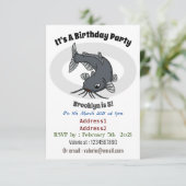 Cute catfish cartoon illustration kaart (Staand voorkant)