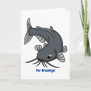 Cute catfish cartoon illustration kaart