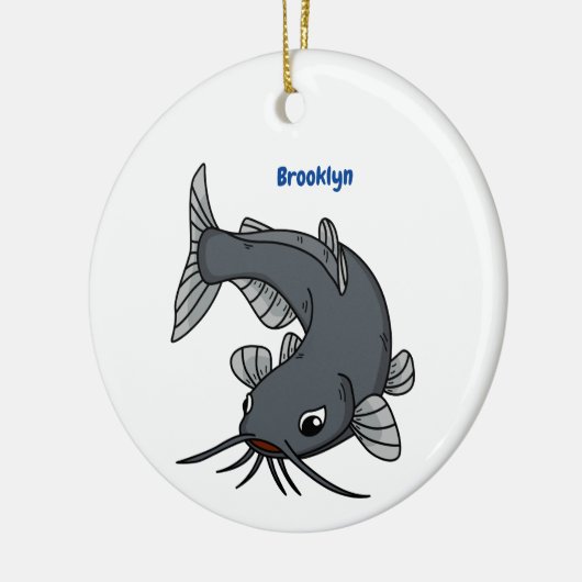 Cute catfish cartoon illustration keramisch ornament (Links)