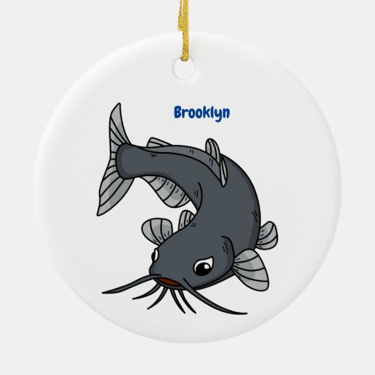 Cute catfish cartoon illustration keramisch ornament (Achterkant)