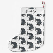 Cute catfish cartoon illustration kleine kerstsok (Achterkant)