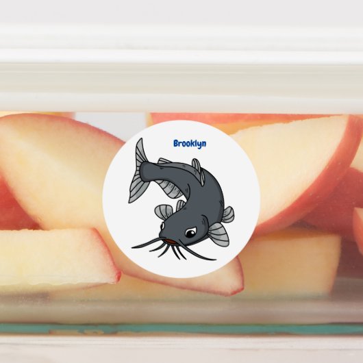 Cute catfish cartoon illustration labels (Aangebracht)