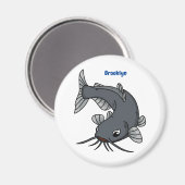 Cute catfish cartoon illustration magneet (Voorkant / Achterkant)