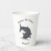Cute catfish cartoon illustration papieren bekers (Achterkant)