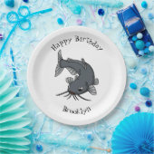 Cute catfish cartoon illustration papieren bordje (Feest)