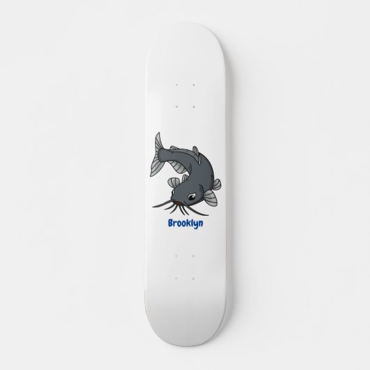 Cute catfish cartoon illustration persoonlijk skateboard (Voorkant)