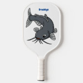 Cute catfish cartoon illustration pickleball paddle (Achterkant)