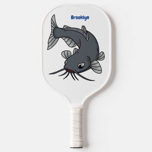 Cute catfish cartoon illustration pickleball paddle (Voorkant)