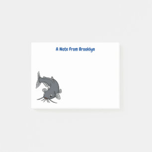 Cute catfish cartoon illustration post-it® notes
