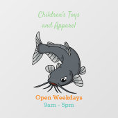 Cute catfish cartoon illustration raamsticker (Vel)