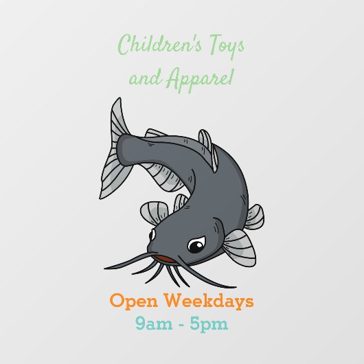 Cute catfish cartoon illustration raamsticker (Vel)