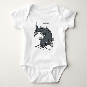 Cute catfish cartoon illustration romper