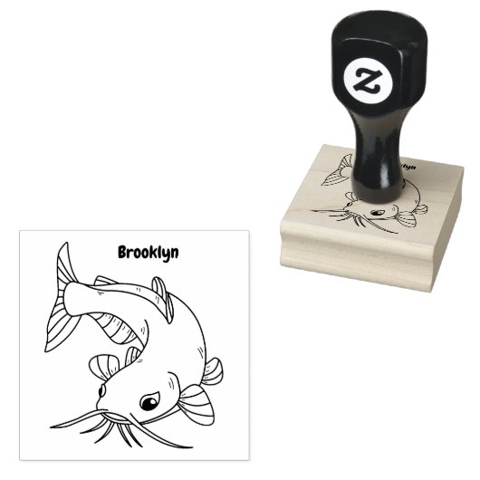 Cute catfish cartoon illustration rubberstempel (Gestempeld)