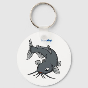 Cute catfish cartoon illustration sleutelhanger
