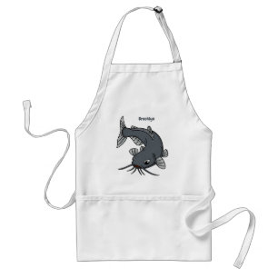 Cute catfish cartoon illustration standaard schort