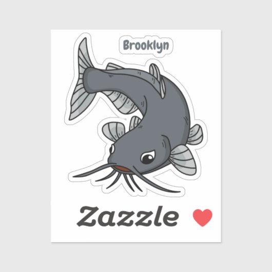 Cute catfish cartoon illustration sticker (Vel)