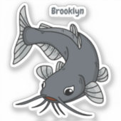 Cute catfish cartoon illustration sticker (Voorkant)