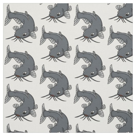 Cute catfish cartoon illustration stof (Swatch)
