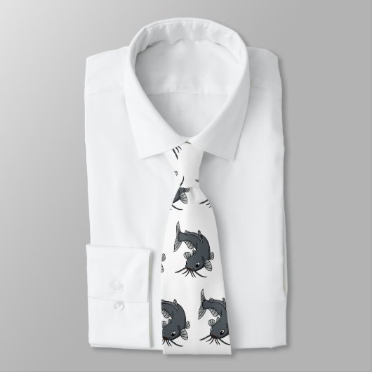 Cute catfish cartoon illustration stropdas (Gebonden)