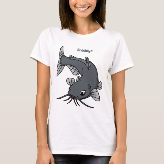 Cute catfish cartoon illustration t-shirt (Voorkant)