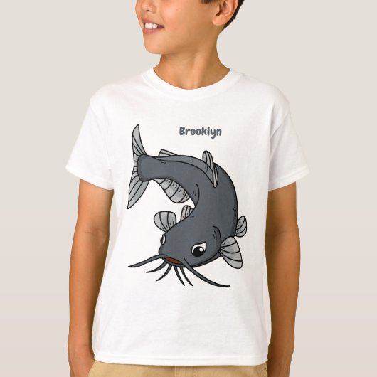 Cute catfish cartoon illustration t-shirt (Voorkant)
