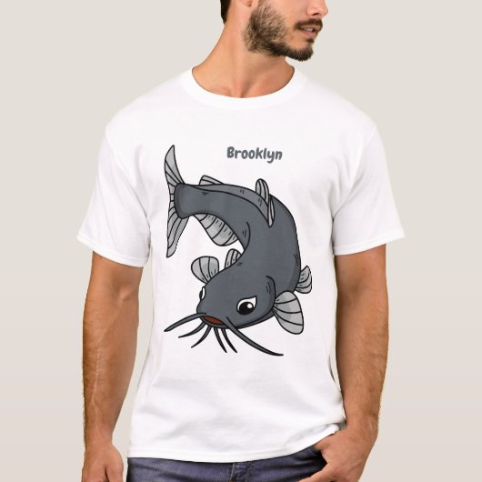 Cute catfish cartoon illustration t-shirt (Voorkant)